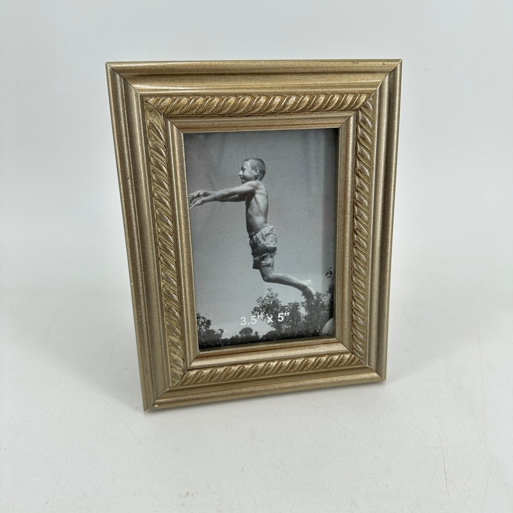 Champagne Gold Rope Texture Picture Frame 3.5x5 Tabletop Wall Mount Metallic